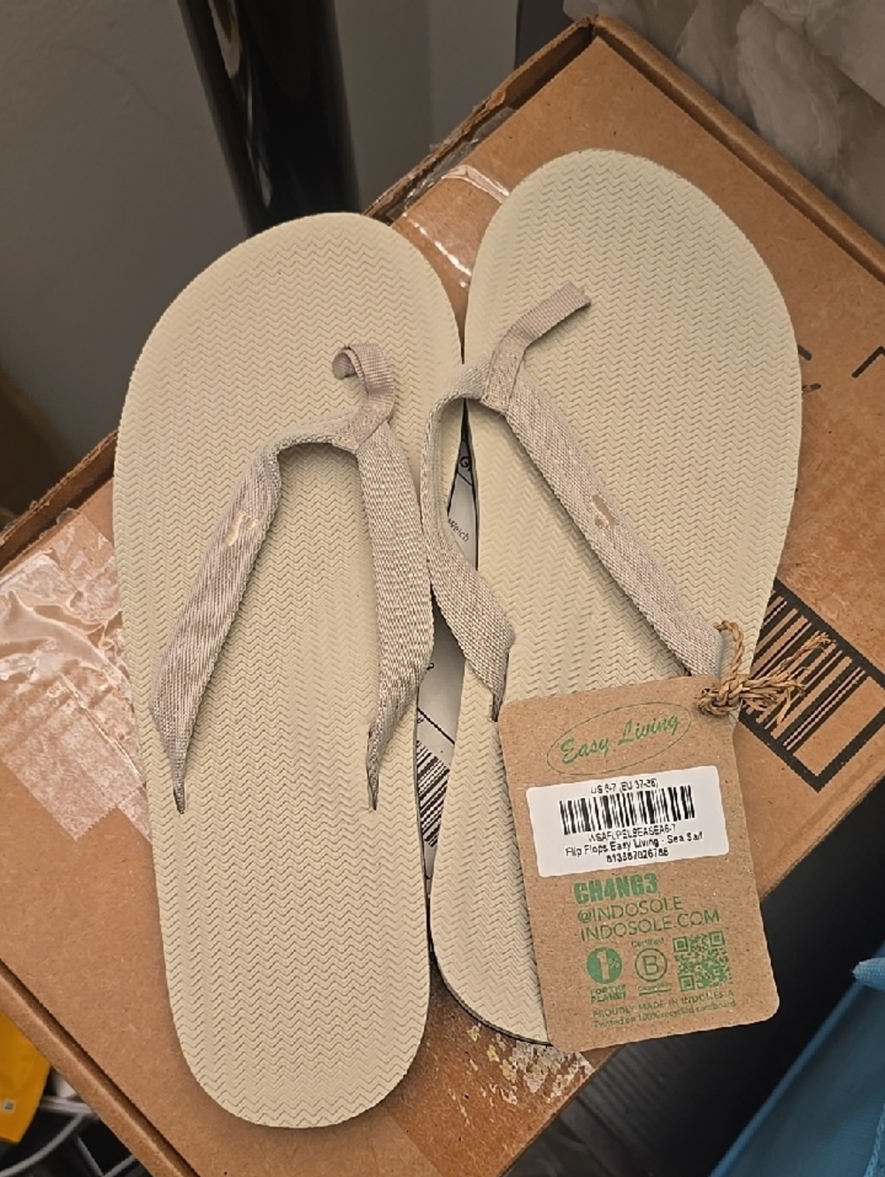 Indosole Easy Living Sea Salt Women's Beige Flip Flop Sandals